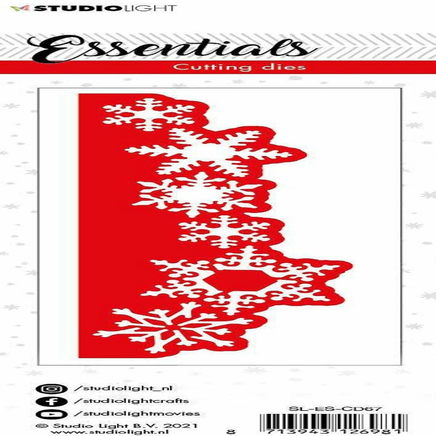 Craft Supplies * | New Studio Light Sl Cutting Die Christmas Snowflakes Edge Essentials 50X150Mm Nr67