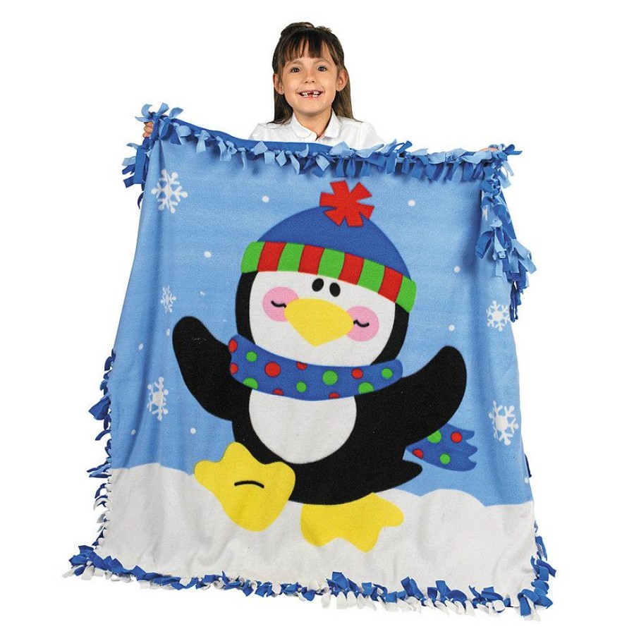 Crafts For Kids * | Deals Fleece Penguin Tied Throw Craft Kit