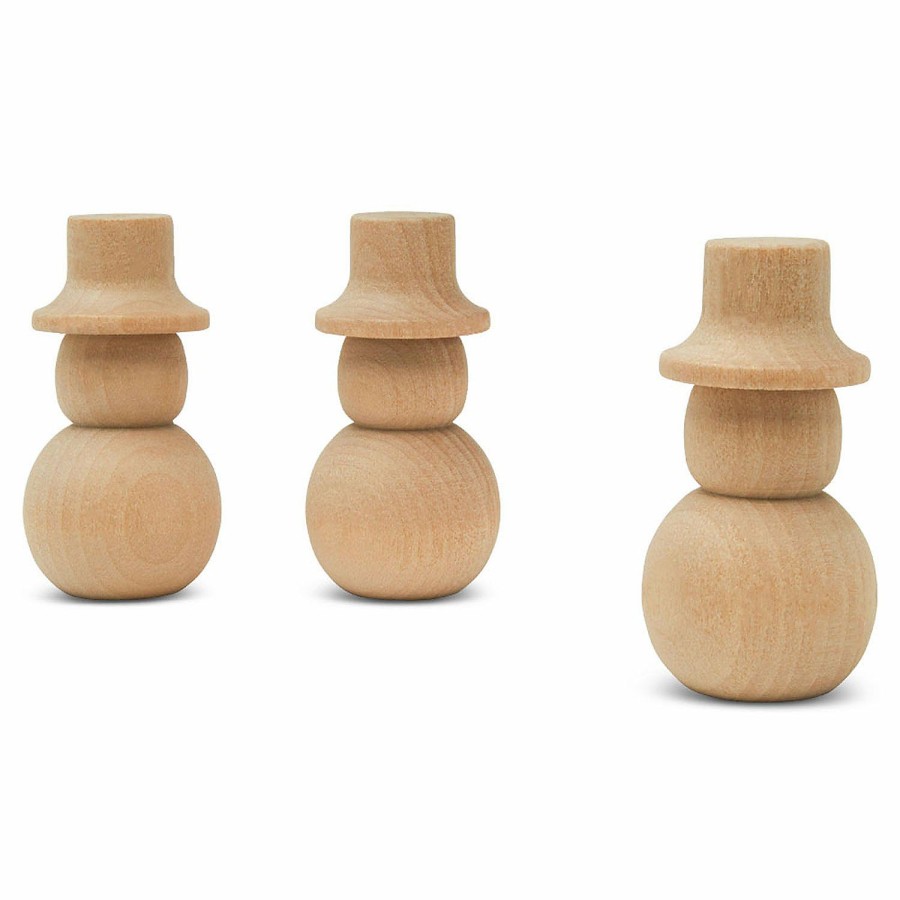 Adult Crafts * | Hot Sale Woodpeckers Crafts, Diy Unfinished Wood 2-1/8 Snowman Peg Dolls, Pack Of 50