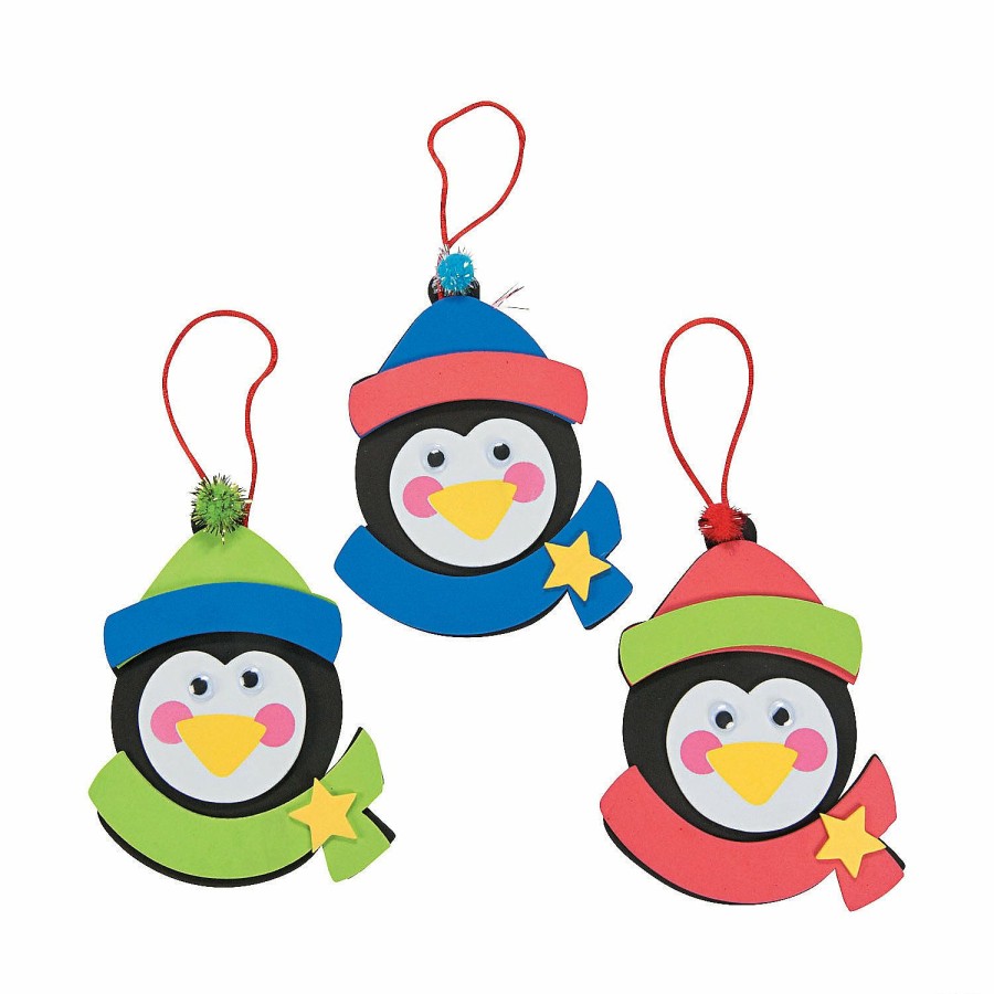 Crafts For Kids * | Outlet Penguin Christmas Ornament Craft Kit Makes 12