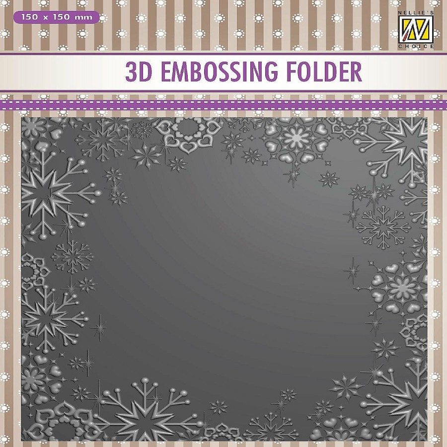 Scrapbooking & Paper Crafts * | Brand New Nellie'S Choice 3D Embossing Folder Snowflake Frame