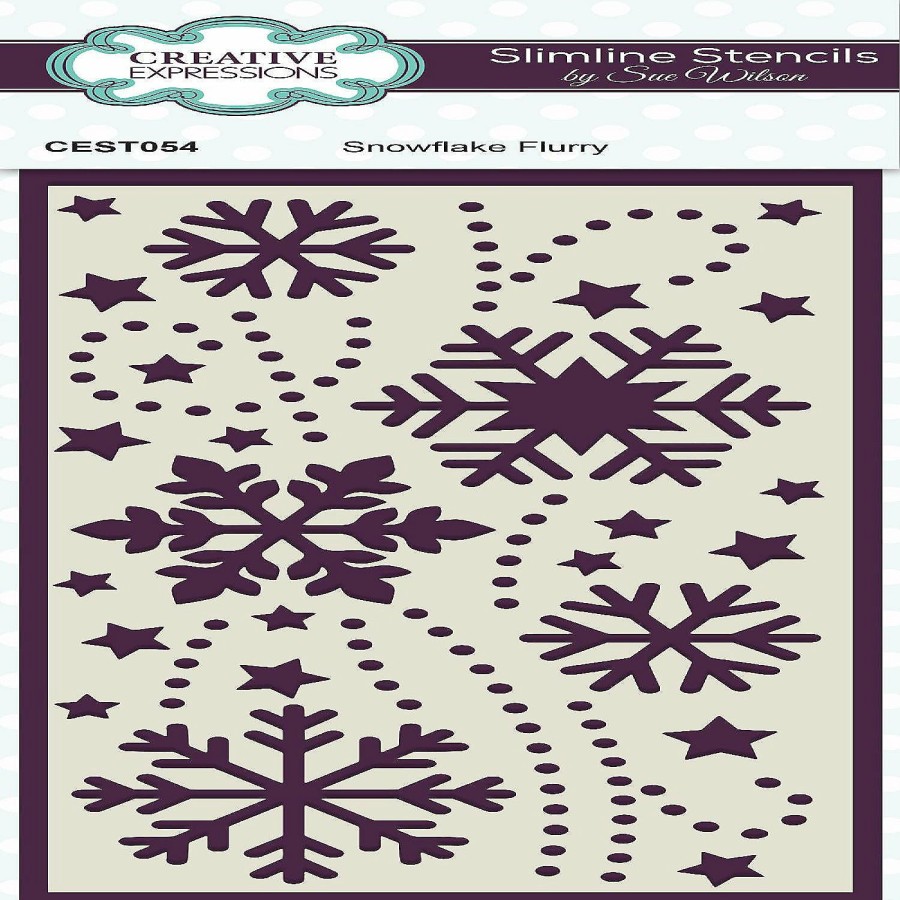 Craft Supplies * | Best Deal Creative Expressions Sue Wilson Snowflake Flurry Slimline Stencil