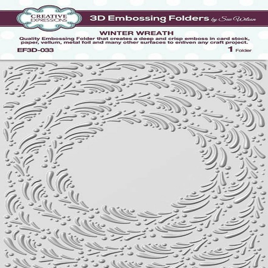 Scrapbooking & Paper Crafts * | Discount Creative Expressions Winter Wreath 5 34 X 7 12 3D Embossing Folder