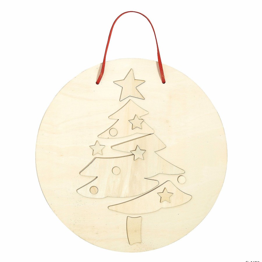 Crafts For Kids * | New Diy Unfinished Wood Layered Christmas Tree Sign