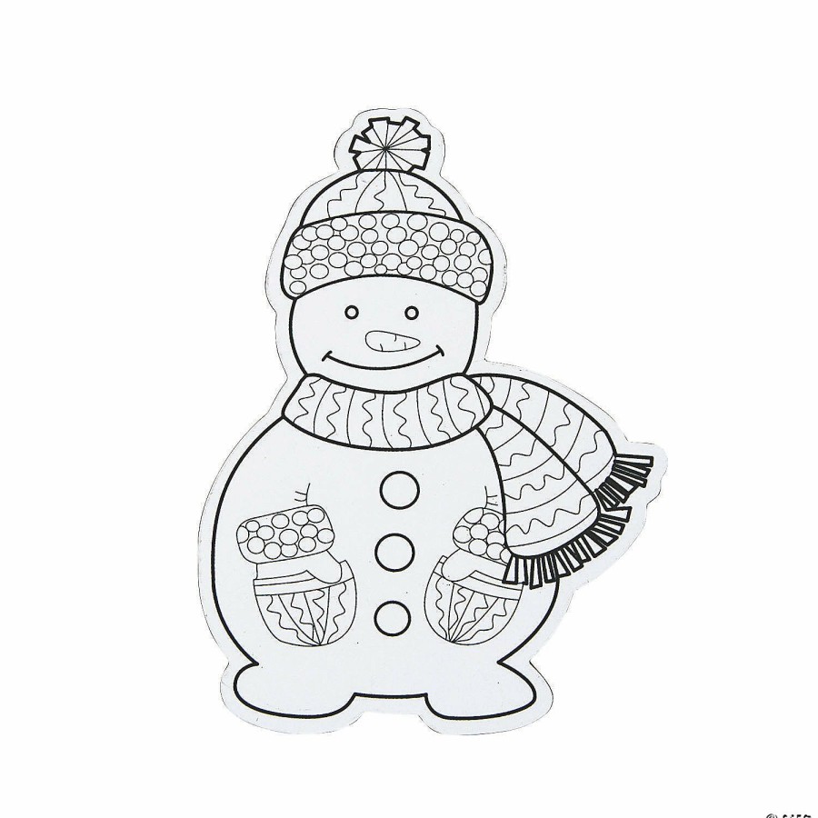 Crafts For Kids * | New Color Your Own Snowman Magnets 12 Pc.