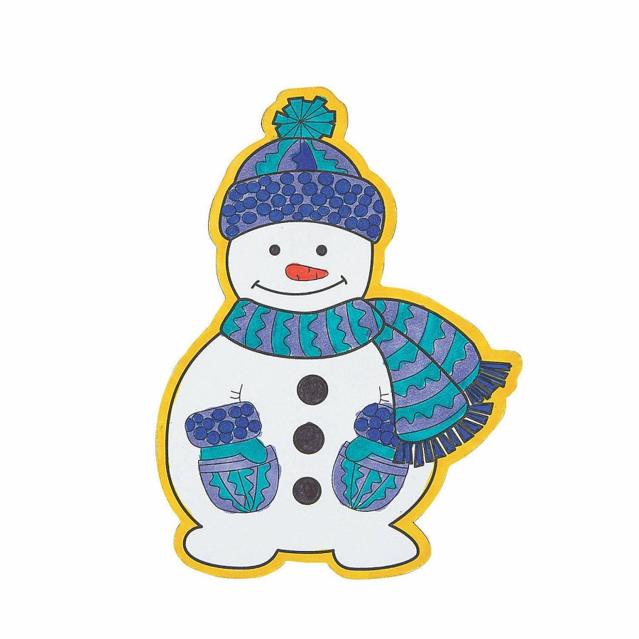 Crafts For Kids * | New Color Your Own Snowman Magnets 12 Pc.