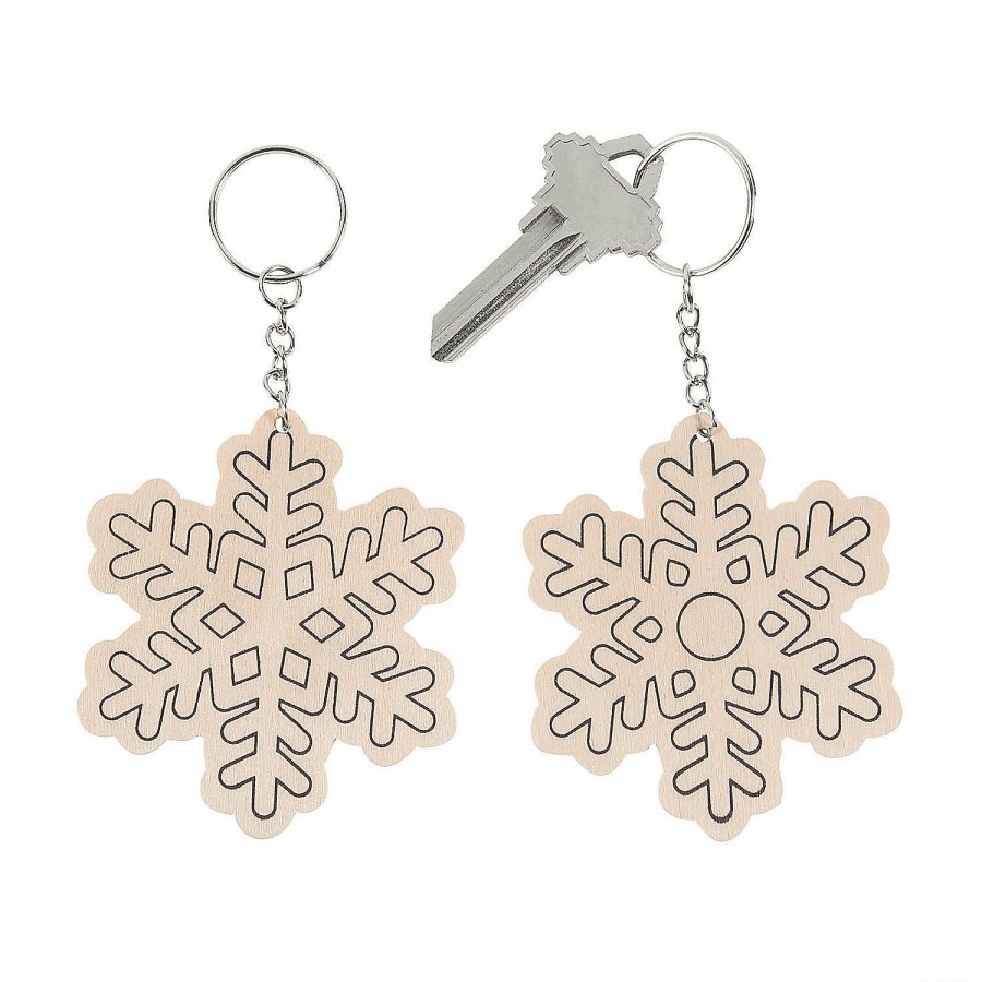 Crafts For Kids * | Wholesale Color Your Own Snowflake Keychains 12 Pc.