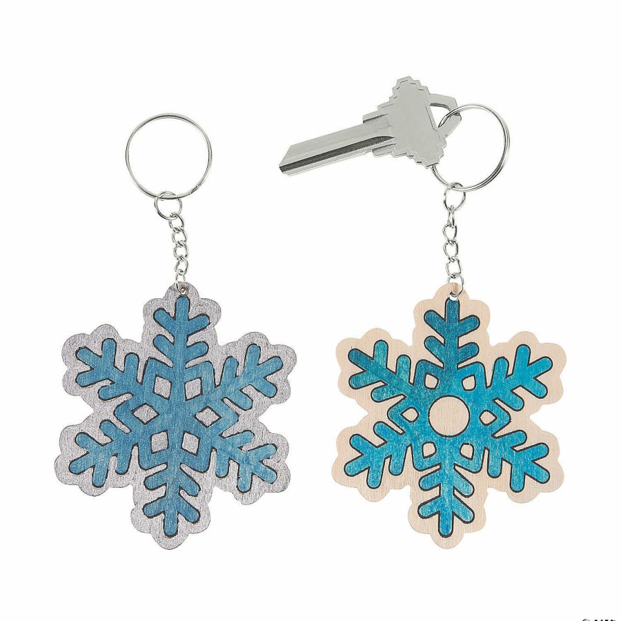 Crafts For Kids * | Wholesale Color Your Own Snowflake Keychains 12 Pc.