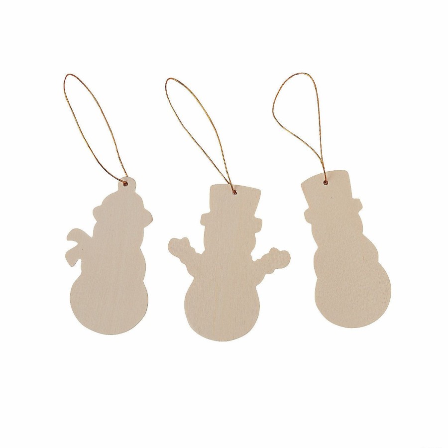 Crafts For Kids * | Brand New Diy Unfinished Wood Snowman Shape Ornaments 12 Pc.