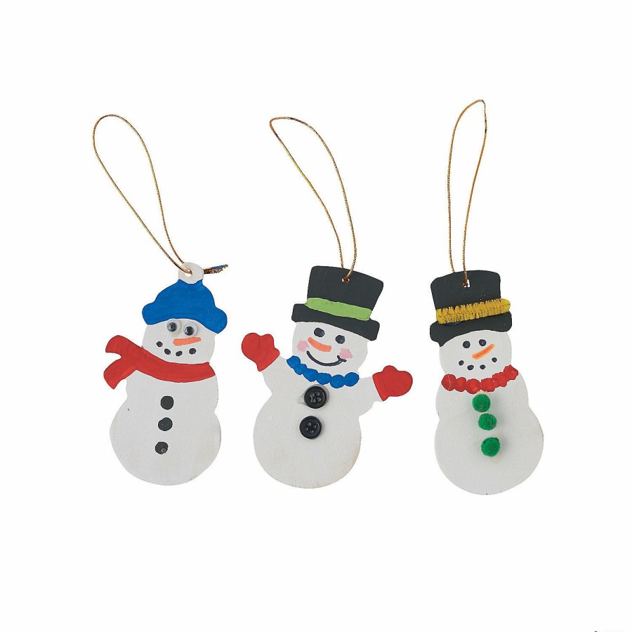 Crafts For Kids * | Brand New Diy Unfinished Wood Snowman Shape Ornaments 12 Pc.