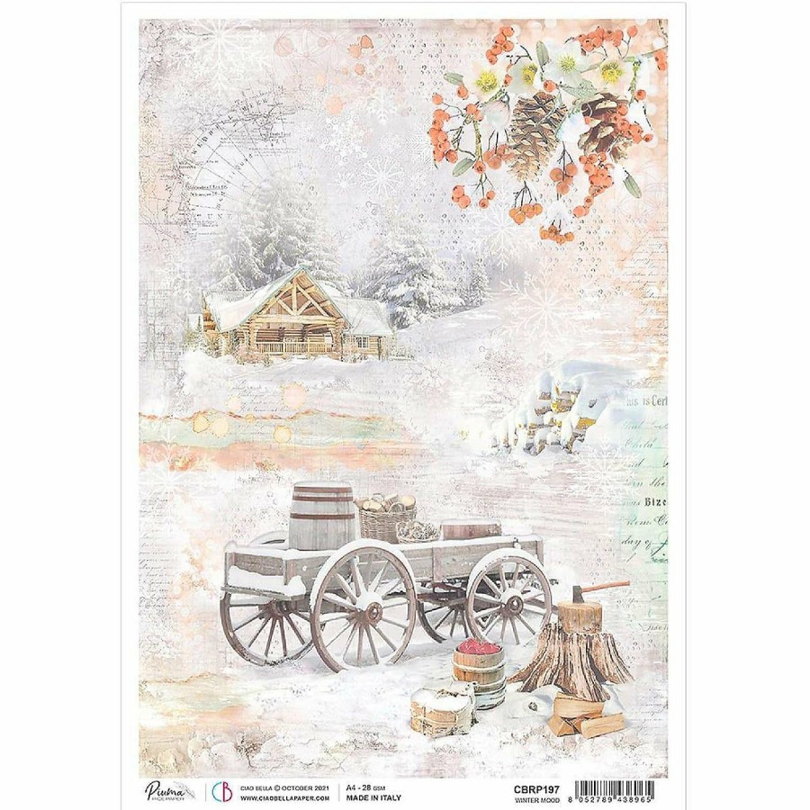 Craft Supplies * | Flash Sale Ciao Bella Rice Paper A4 Winter Mood