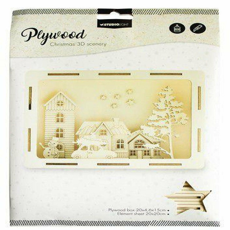 Adult Crafts * | Deals Studio Light Sl 3D Scenery Driving Winter Street Plywood 200X46X150Mm Nr15