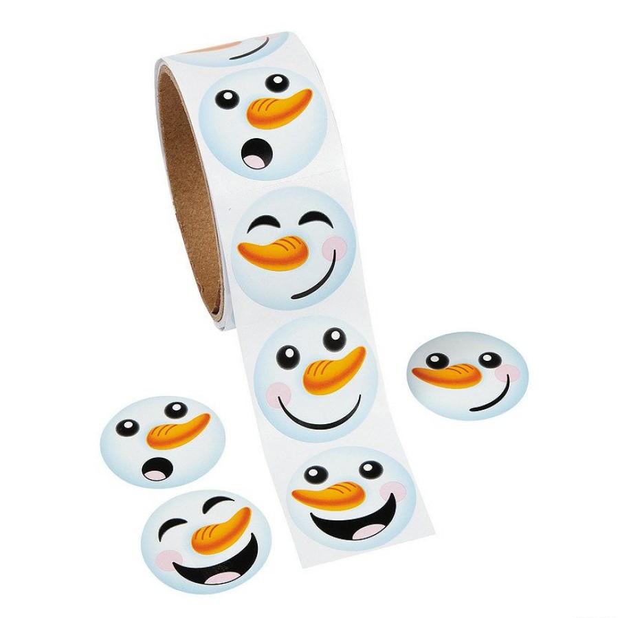 Scrapbooking & Paper Crafts * | Best Sale Snowman Face Sticker Roll 100 Pc.