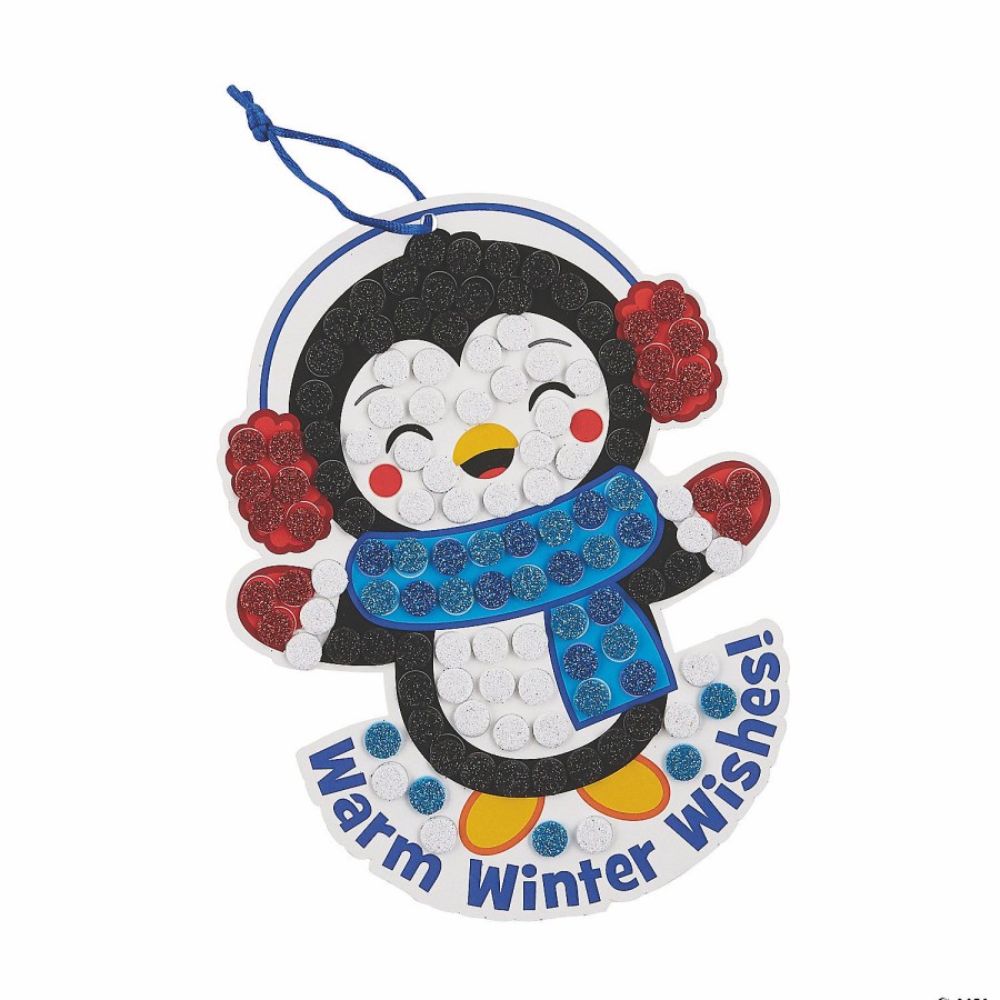 Crafts For Kids * | Buy Winter Penguin Glitter Mosaic Craft Kit- Makes 12