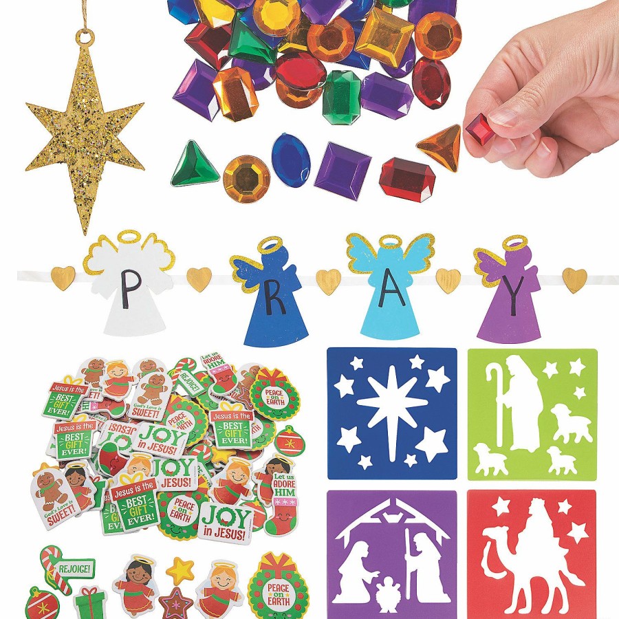 Crafts For Kids * | Coupon Faith Christmas Kids' Diy Craft Supplies Kit For 48