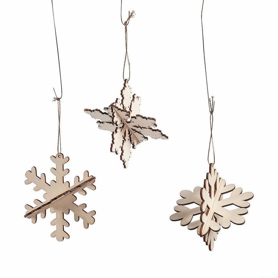 Crafts For Kids * | Best Deal Diy Unfinished Wood Snowflake Ornaments Makes 12