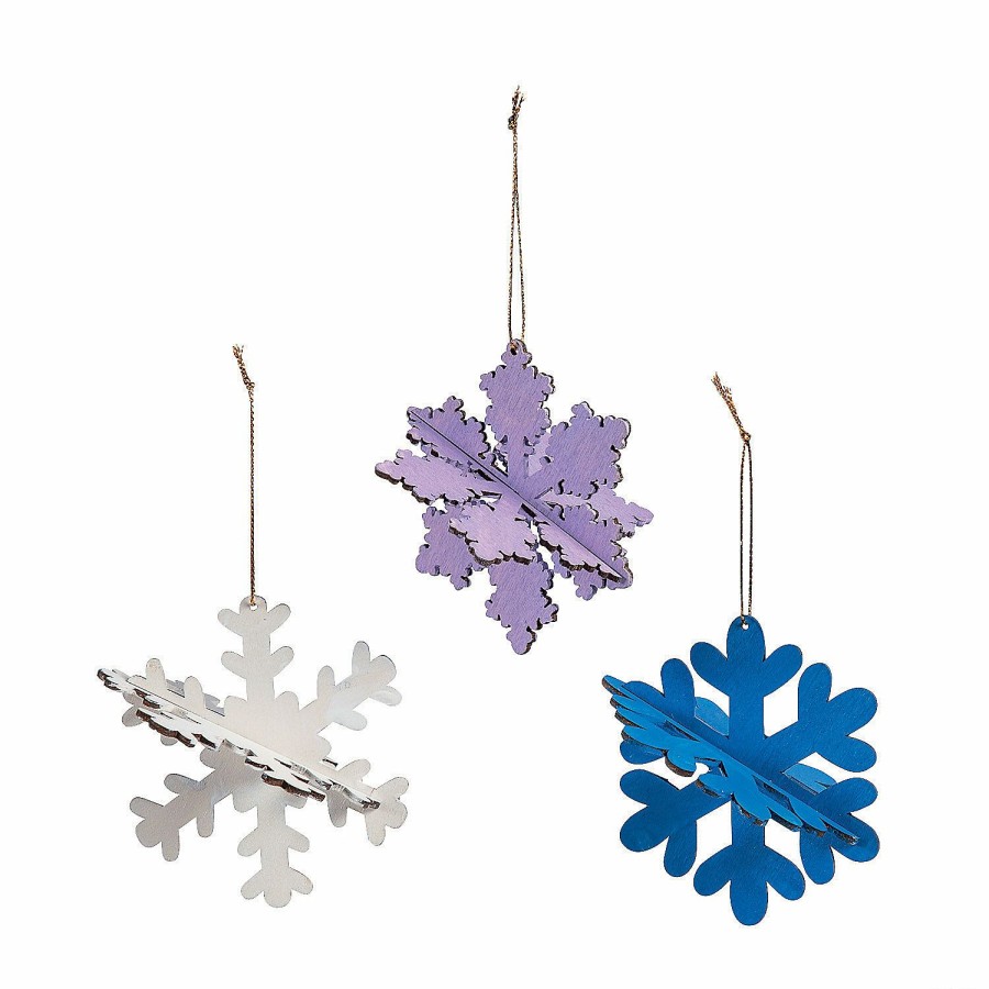 Crafts For Kids * | Best Deal Diy Unfinished Wood Snowflake Ornaments Makes 12