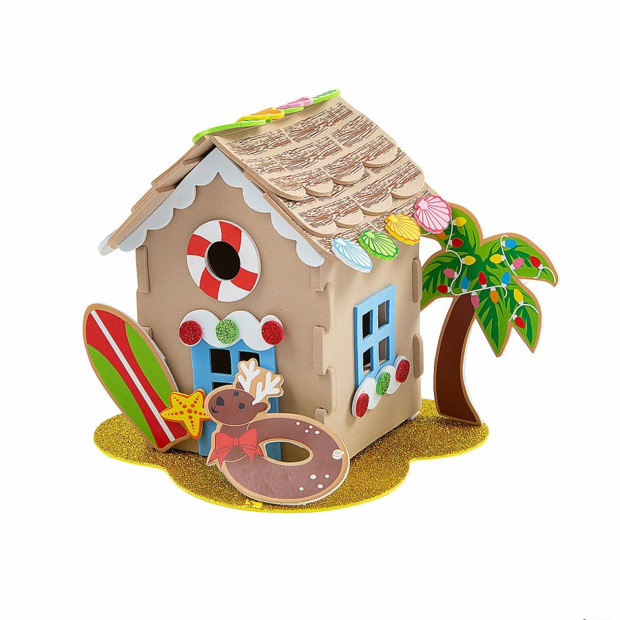 Crafts For Kids * | New 3D Beach Island Gingerbread House Craft Kit Makes 12