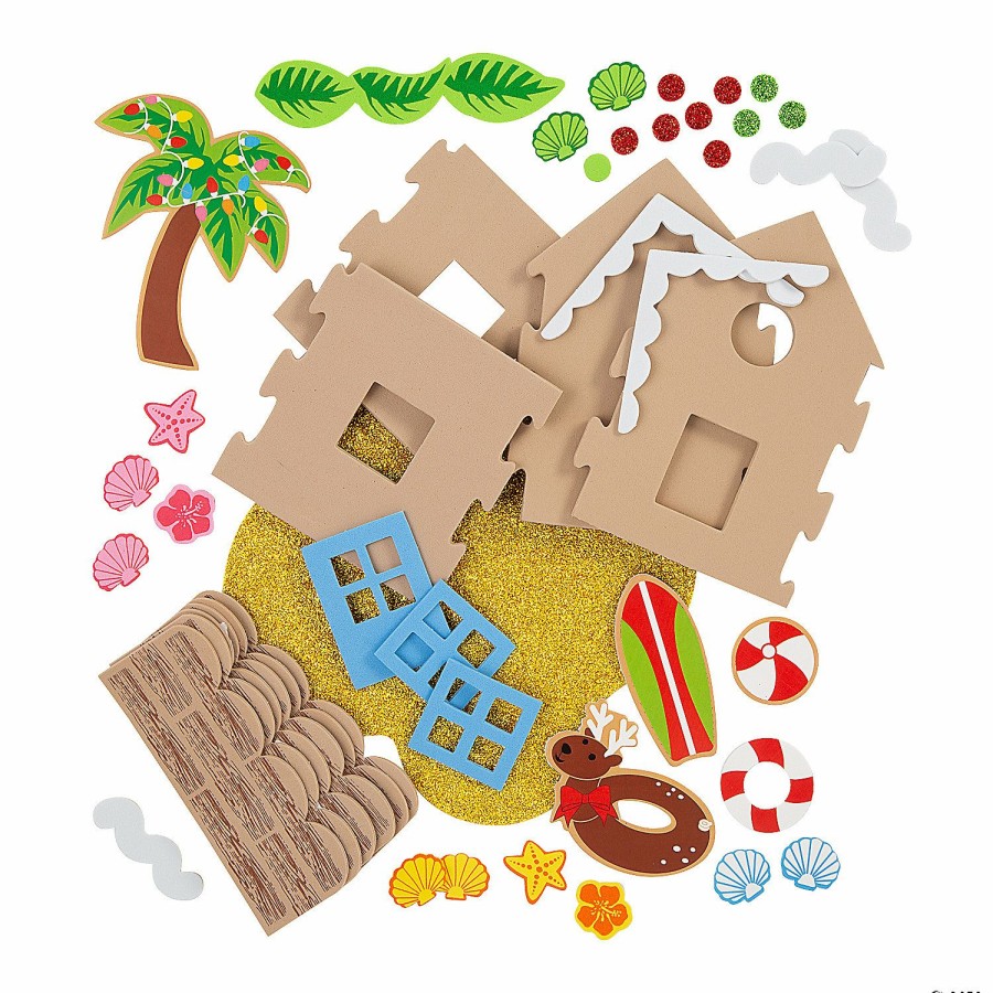 Crafts For Kids * | New 3D Beach Island Gingerbread House Craft Kit Makes 12