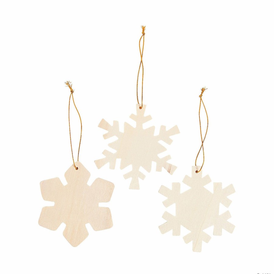 Crafts For Kids * | Promo Diy Wood Snowflake Ornaments 12 Pc.