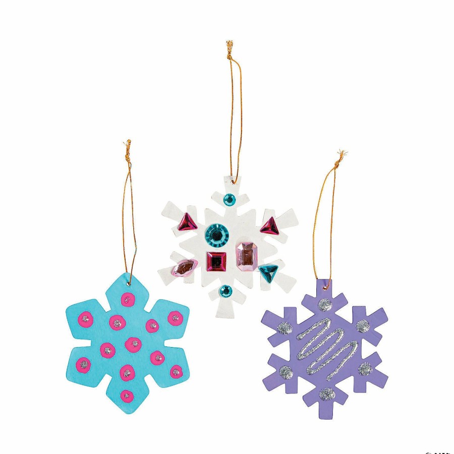 Crafts For Kids * | Promo Diy Wood Snowflake Ornaments 12 Pc.