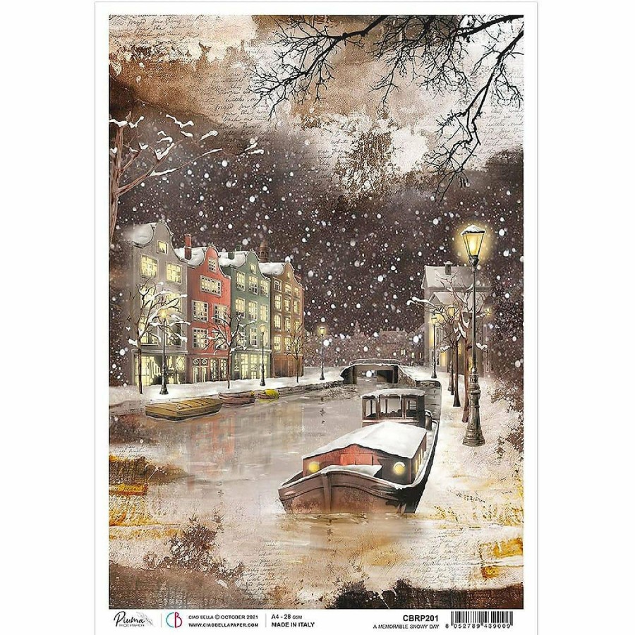 Craft Supplies * | Best Reviews Of Ciao Bella Rice Paper A4 A Memorable Snowy Day