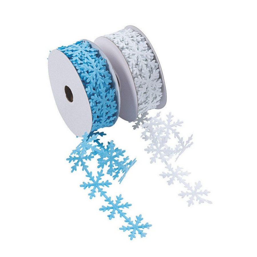 Craft Supplies * | Hot Sale 1 Snowflake Die-Cut Ribbon Rolls 2 Pc.