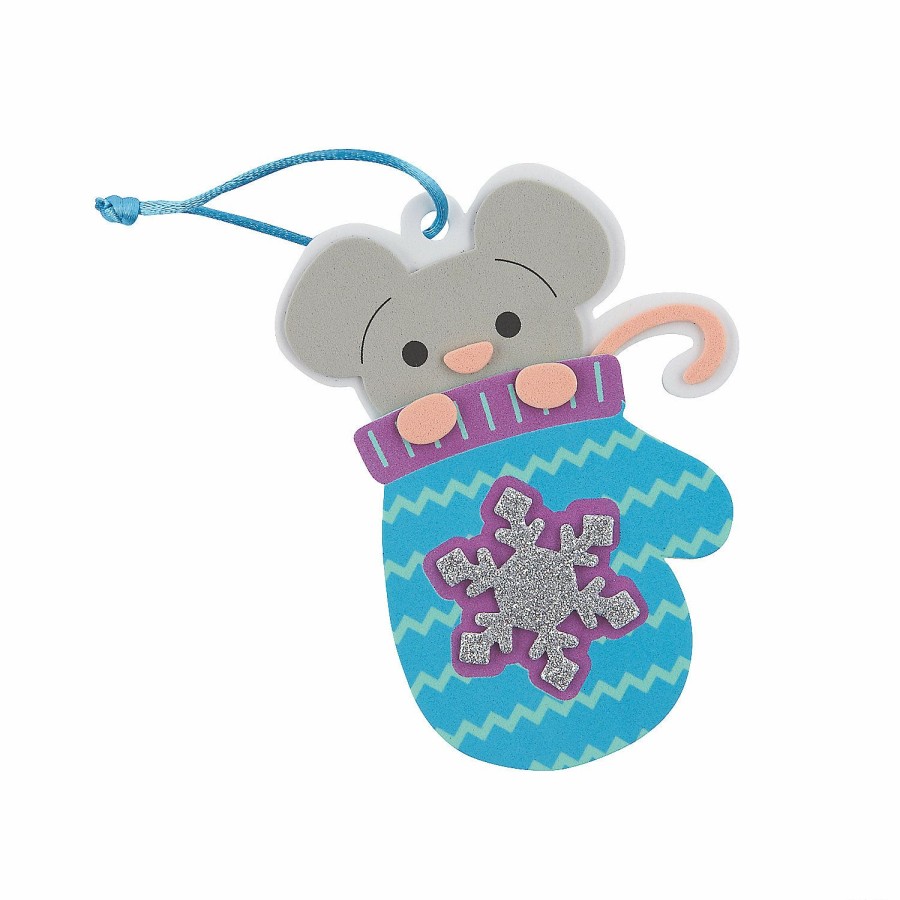 Crafts For Kids * | Flash Sale Winter Mouse In Mitten Ornament Craft Kit Makes 12