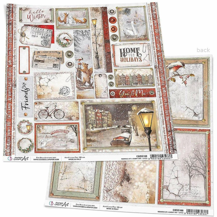 Craft Supplies * | New Ciao Bella Memories Of A Snowy Day Cards Paper Sheet 12 12