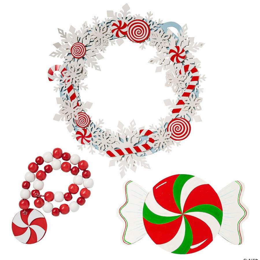 Crafts For Kids * | Discount Peppermint Christmas Decoration Craft Kit Assortment Makes 5