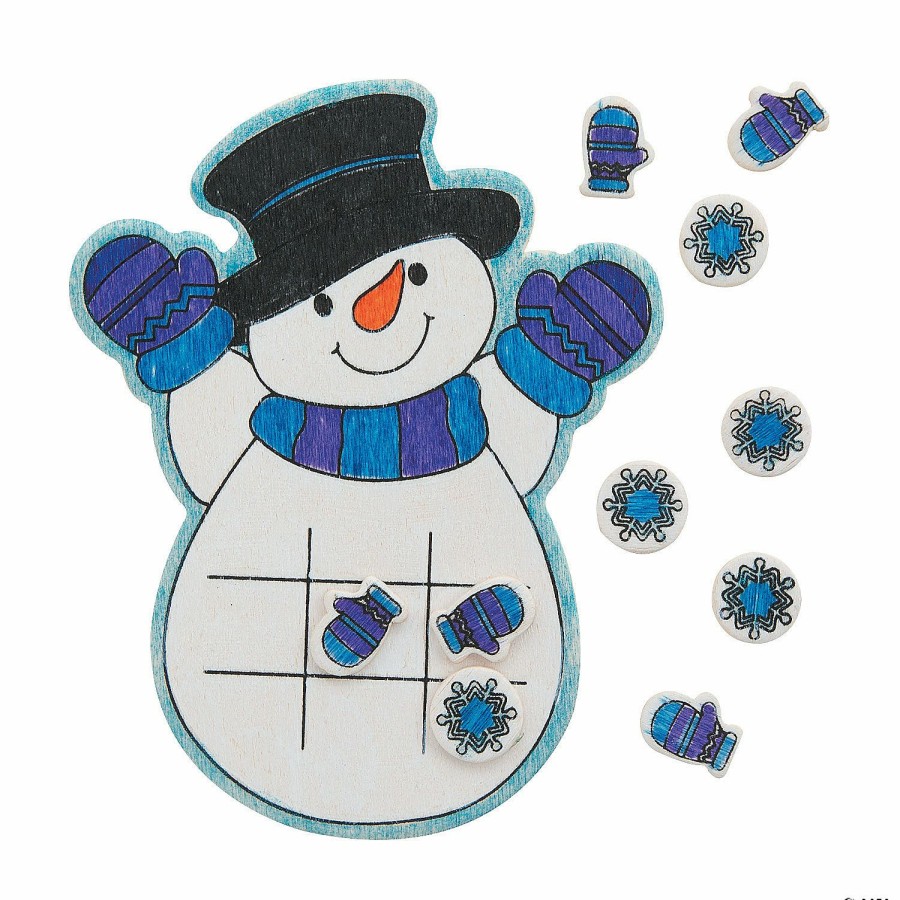 Crafts For Kids * | Best Sale Color Your Own Snowman Tic-Tac-Toe Kits 12 Pc.