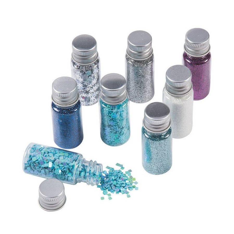 Craft Supplies * | Buy Winter Glitter Assortment In Jars 8 Pc.