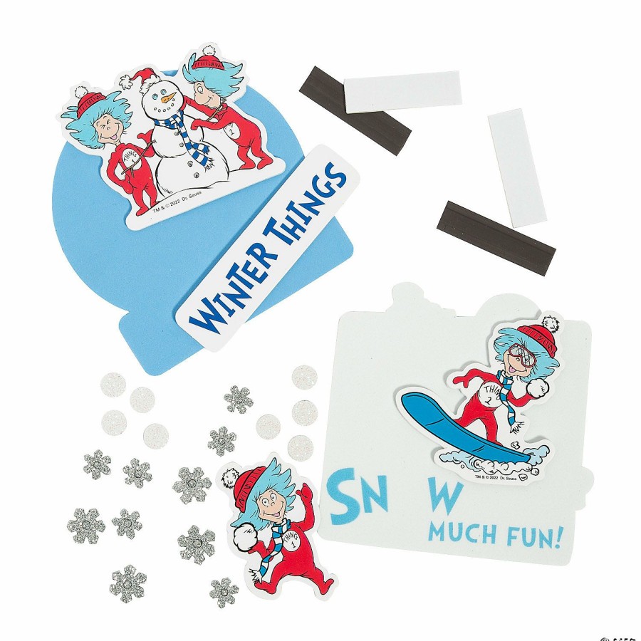 Crafts For Kids * | Wholesale Dr. Seuss Winter Things Magnet Craft Kit Makes 12