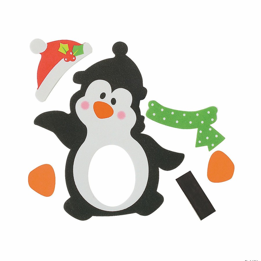 Crafts For Kids * | Best Reviews Of Holiday Penguin Picture Frame Magnet Craft Kit Makes 12