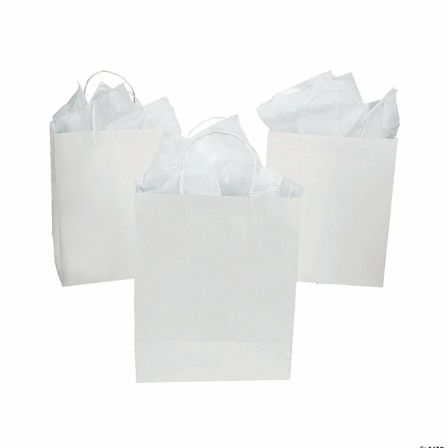 Crafts For Kids * | Cheapest Diy Large White Gift Bags 12 Pc.