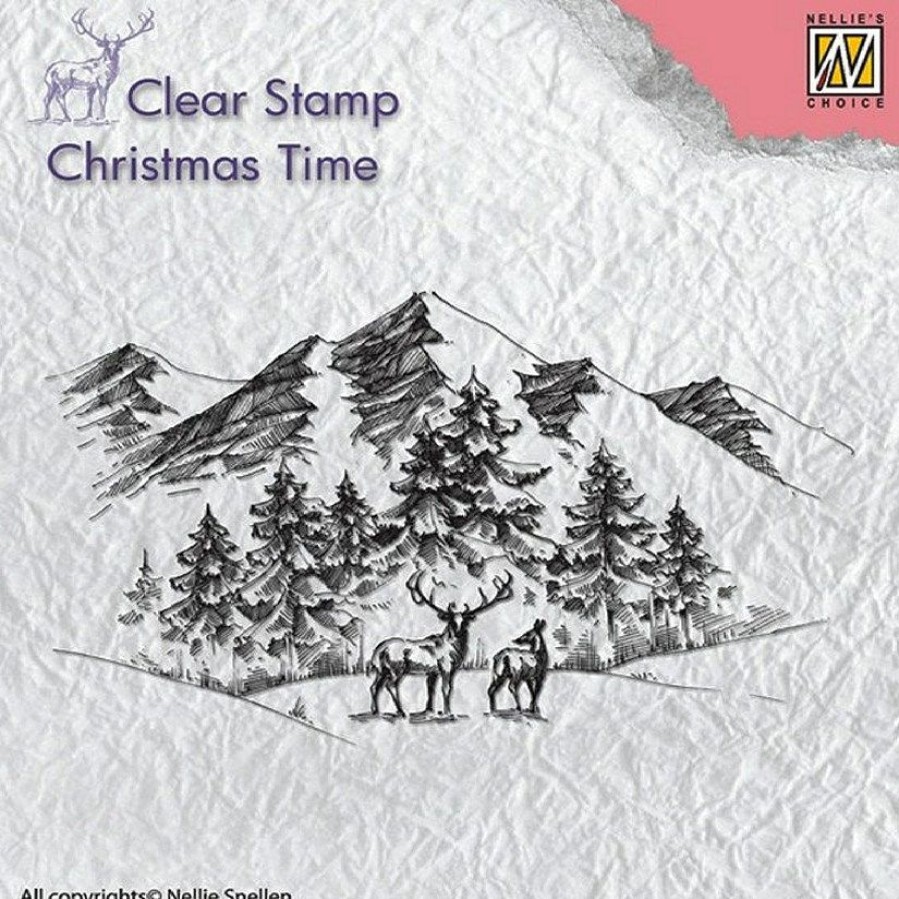 Craft Supplies * | Buy Nellie'S Choice Stamp Winter Landscape With Deer