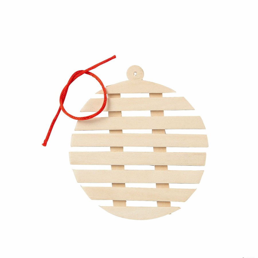 Adult Crafts * | Cheap Diy Unfinished Wood Round Christmas Tree Ornaments 12 Pc.