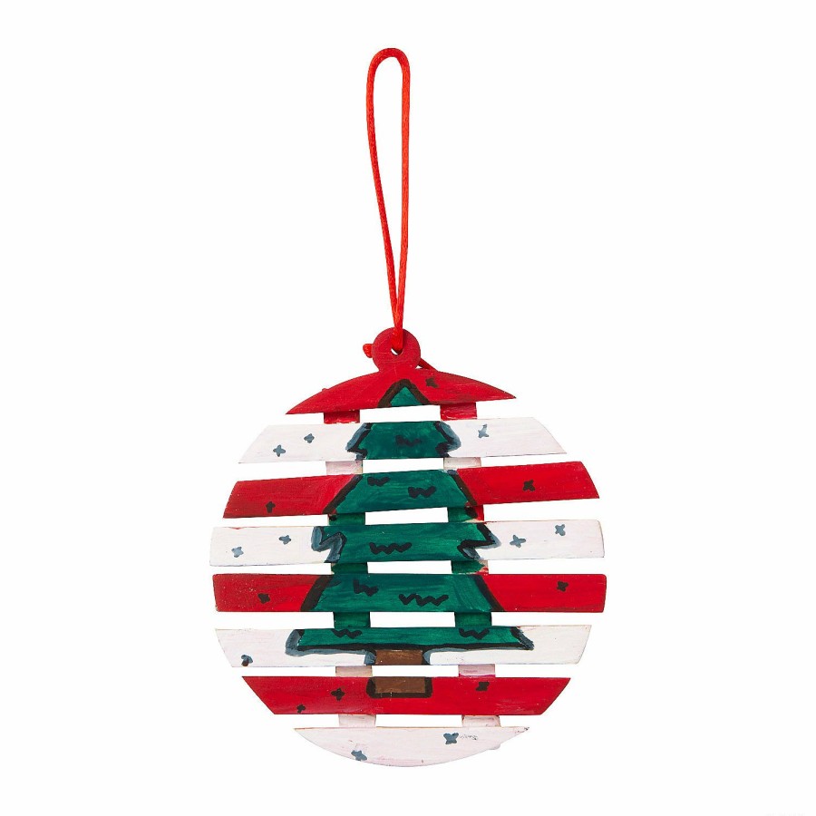 Adult Crafts * | Cheap Diy Unfinished Wood Round Christmas Tree Ornaments 12 Pc.