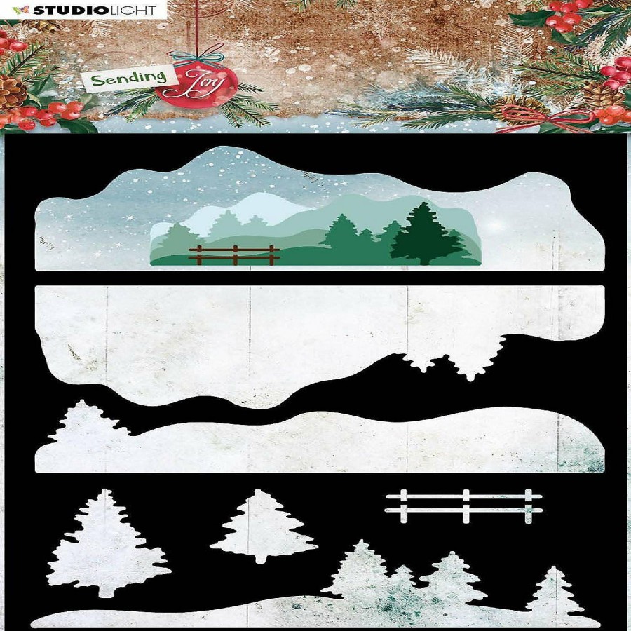 Craft Supplies * | Outlet Studio Light Sl Mask Layered Winter Landscape Sending Joy 148X210Mm Nr33