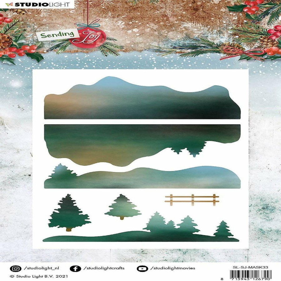 Craft Supplies * | Outlet Studio Light Sl Mask Layered Winter Landscape Sending Joy 148X210Mm Nr33