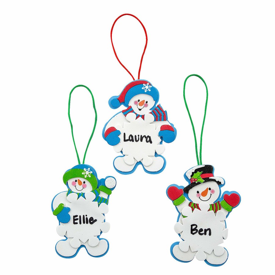 Crafts For Kids * | Wholesale Snowman Snowflake Christmas Ornament Craft Kit Makes 12