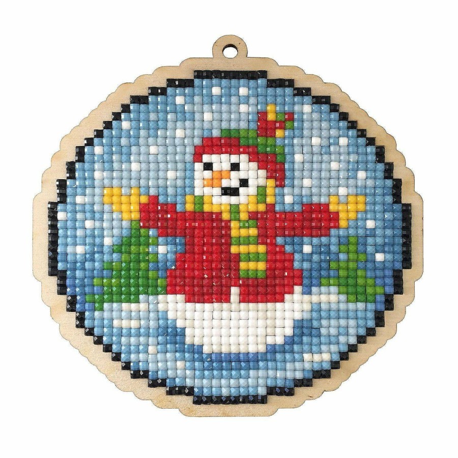 Crafts For Kids * | Wholesale Crafting Spark (Wizardi) Snowman Ball Wwp452 Diamond Painting On Plywood Kit