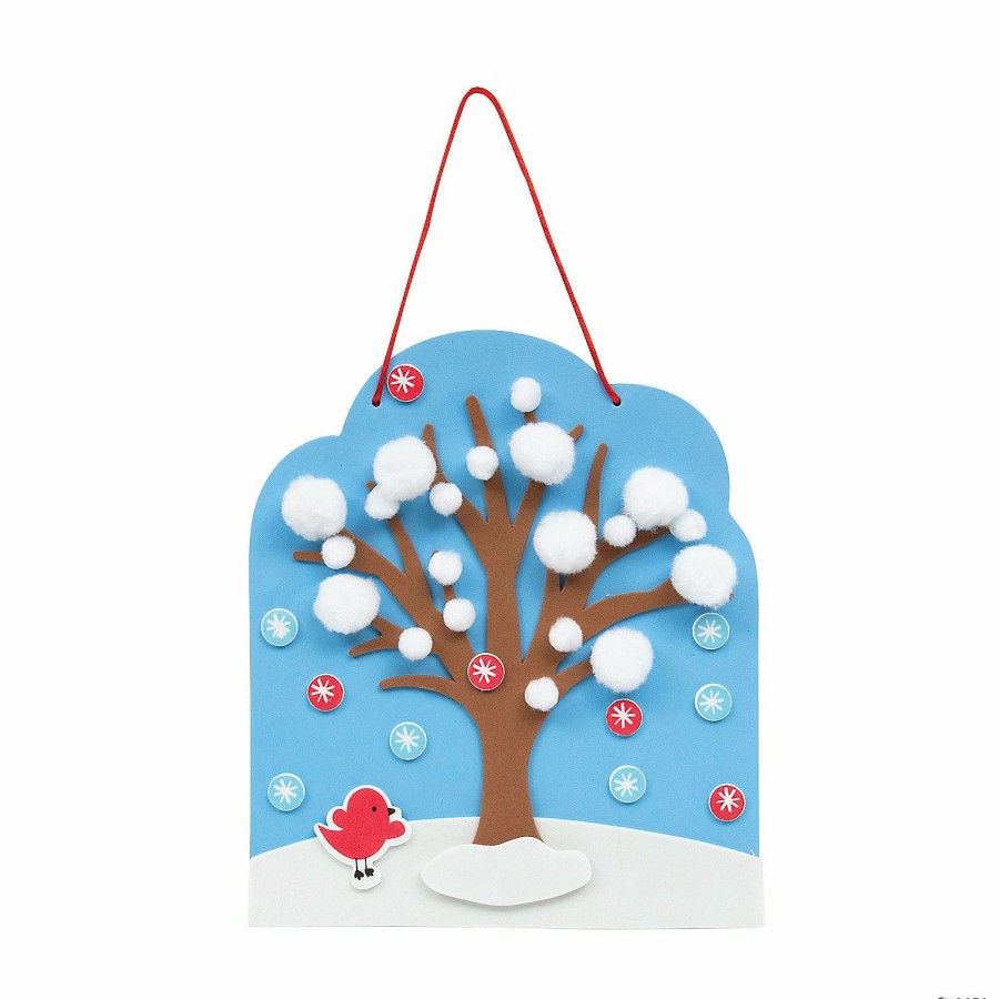 Crafts For Kids * | Budget Snowy Winter Tree Sign Craft Kit Makes 12