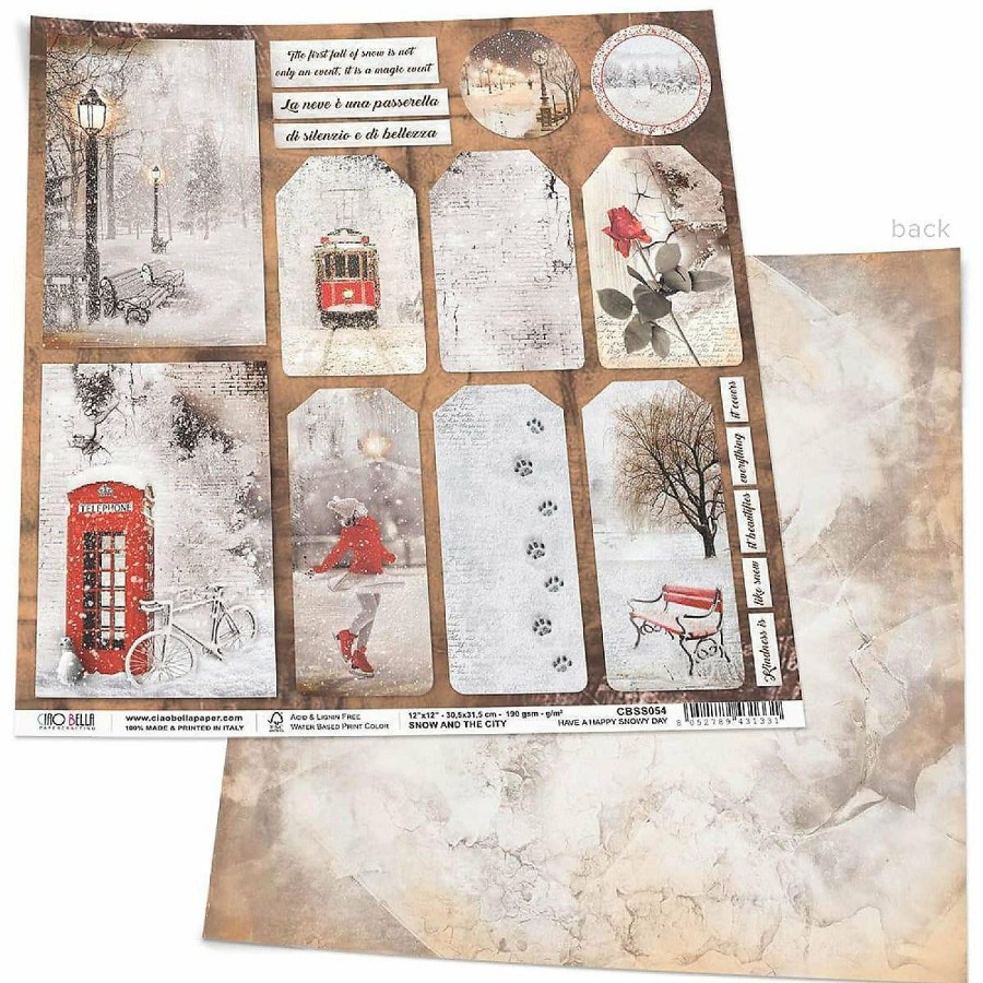 Craft Supplies * | Flash Sale Ciao Bella Have A Happy Snowy Day Paper Sheet 12 12