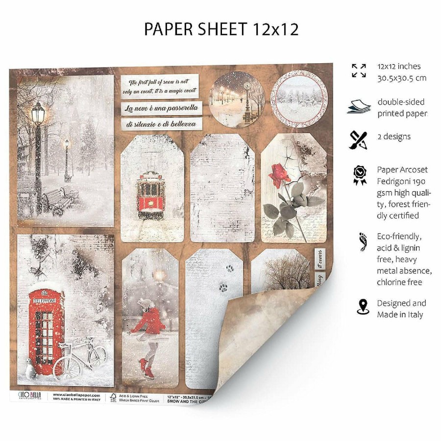 Craft Supplies * | Flash Sale Ciao Bella Have A Happy Snowy Day Paper Sheet 12 12