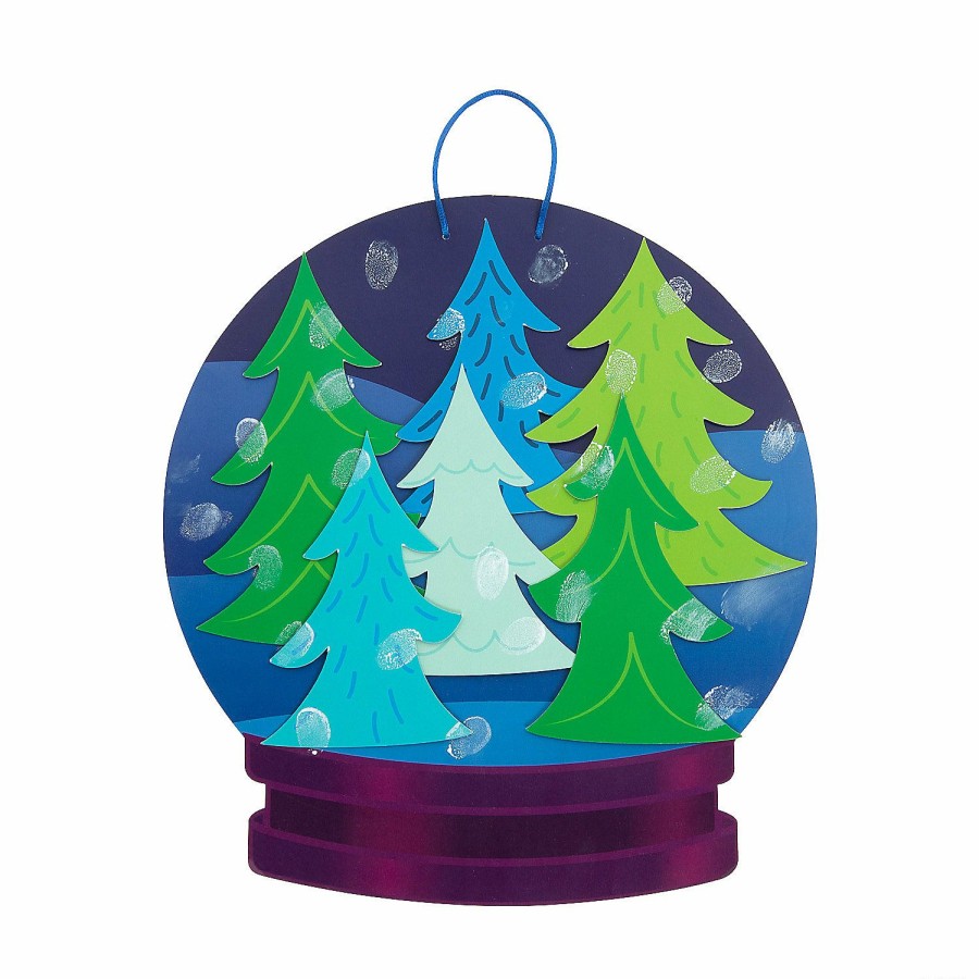 Crafts For Kids * | Wholesale Thumbprint Winter Snow Globe Craft Kit Makes 6