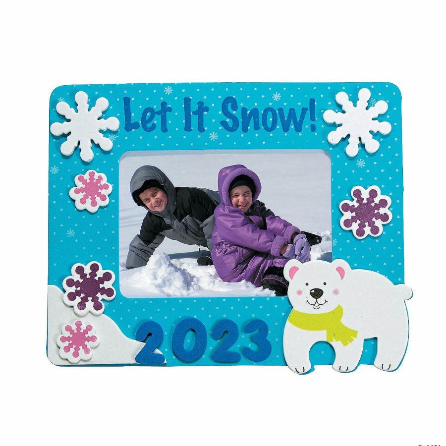 Crafts For Kids * | Budget Dated Winter Picture Frame Magnet Craft Kit Makes 12