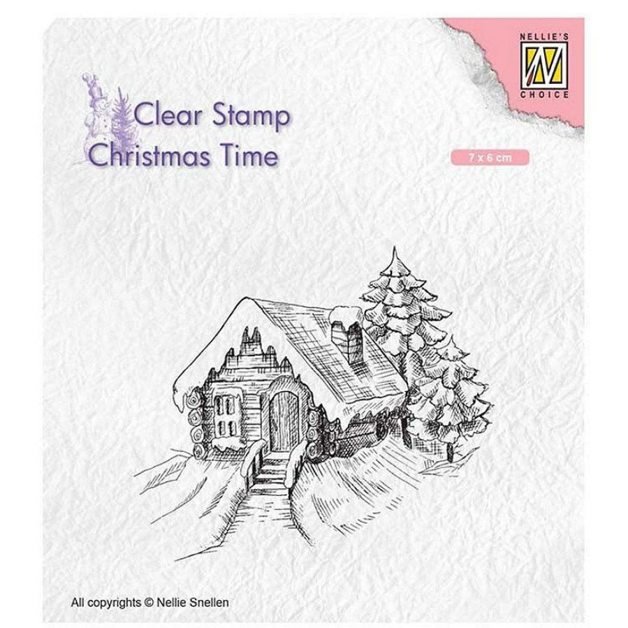 Craft Supplies * | Brand New Nellie'S Choice Clear Stamp Cosily Snowy Cottage