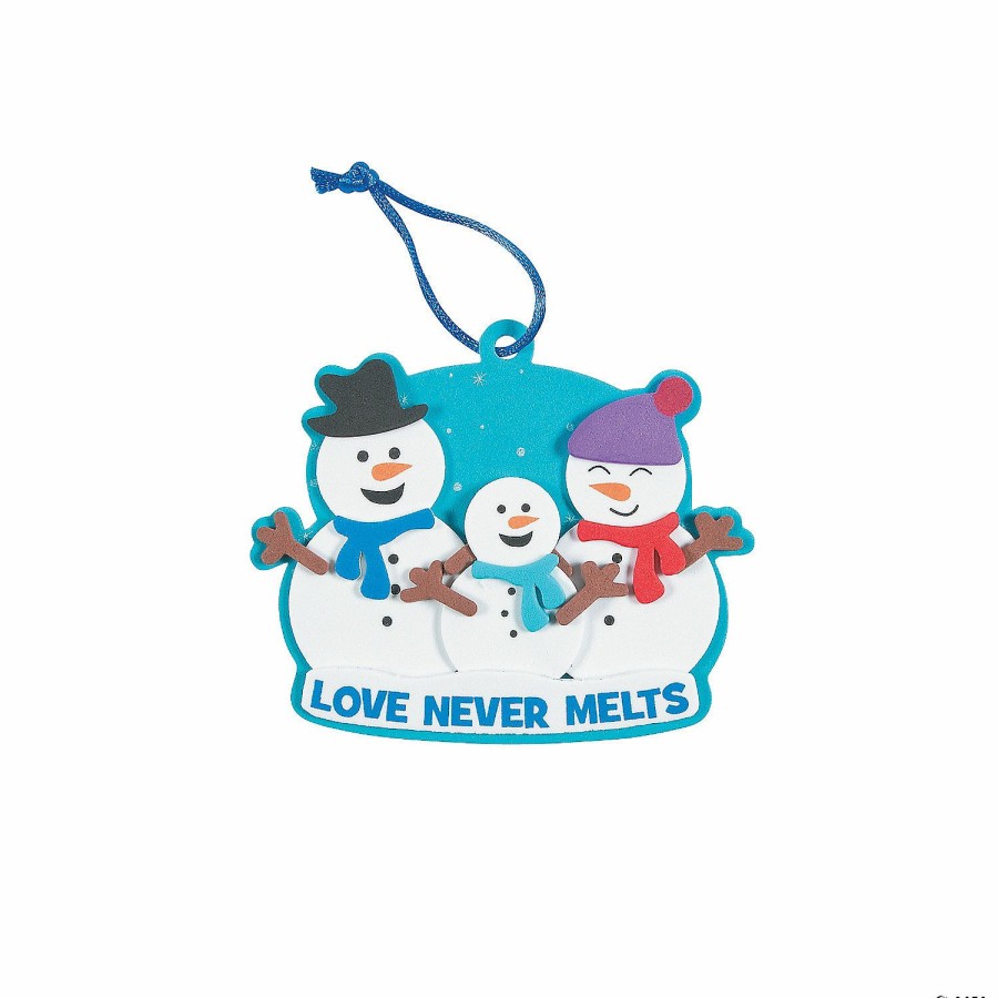 Crafts For Kids * | Wholesale Snowman Family Ornament Craft Kit Makes 12