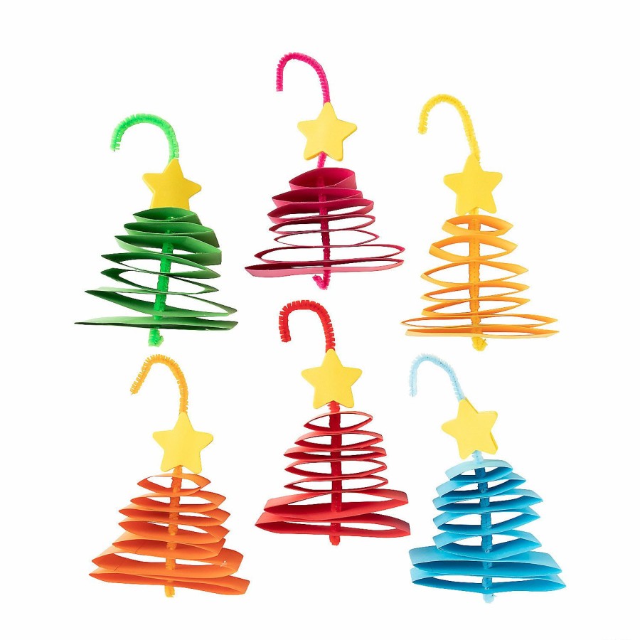 Crafts For Kids * | Wholesale Bright Paper Christmas Tree Ornament Craft Kit Makes 12